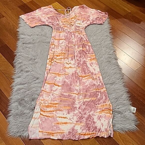 NWT‎ Knox Rose womens pink, orange and white tye dye flowy maxi dress size xs - Picture 1 of 11